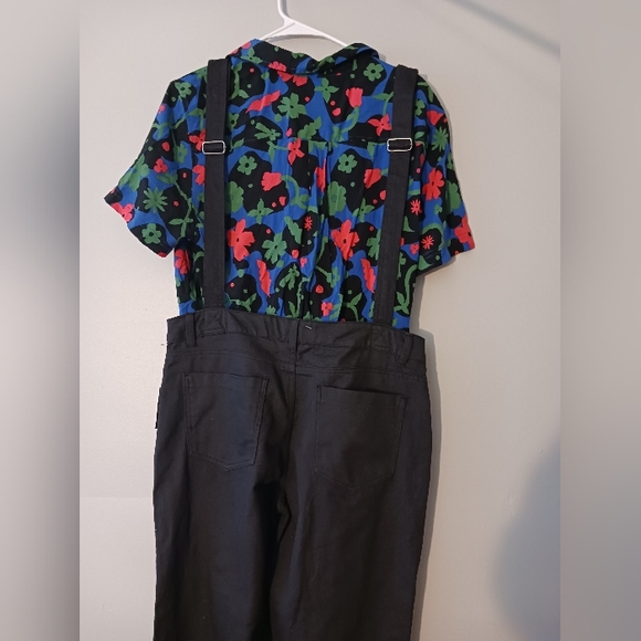 Styled! Black Stretch Denim Overalls & Latino Heritage Shirt, sz Medium & Small - Picture 8 of 16